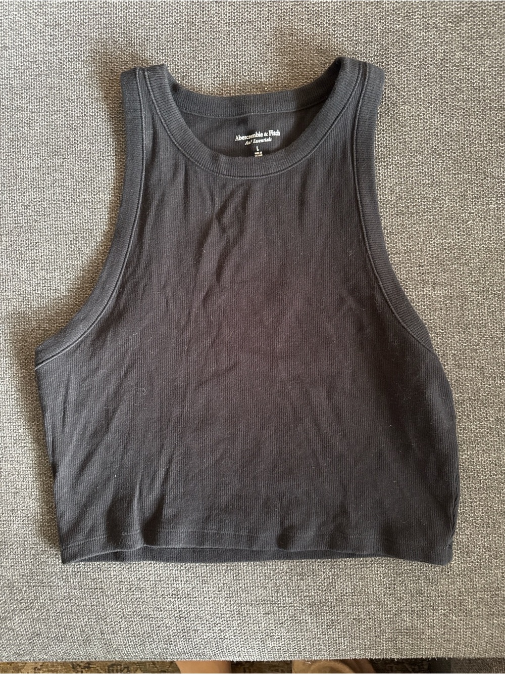 Abercrombie & Fitch Black Ribbed High-Neck Crop Tank